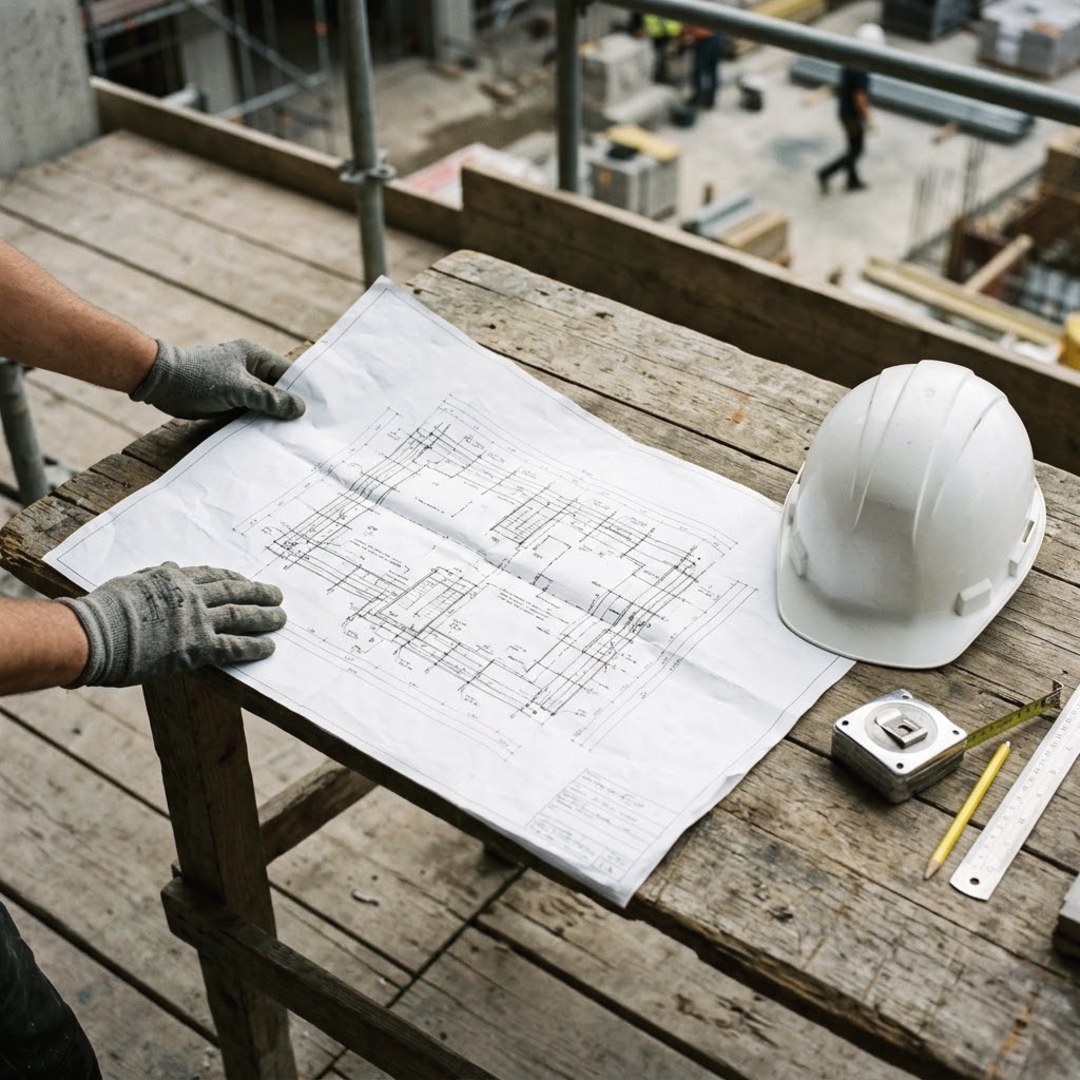 Plan d'implantation d'un échafaudage de façade
