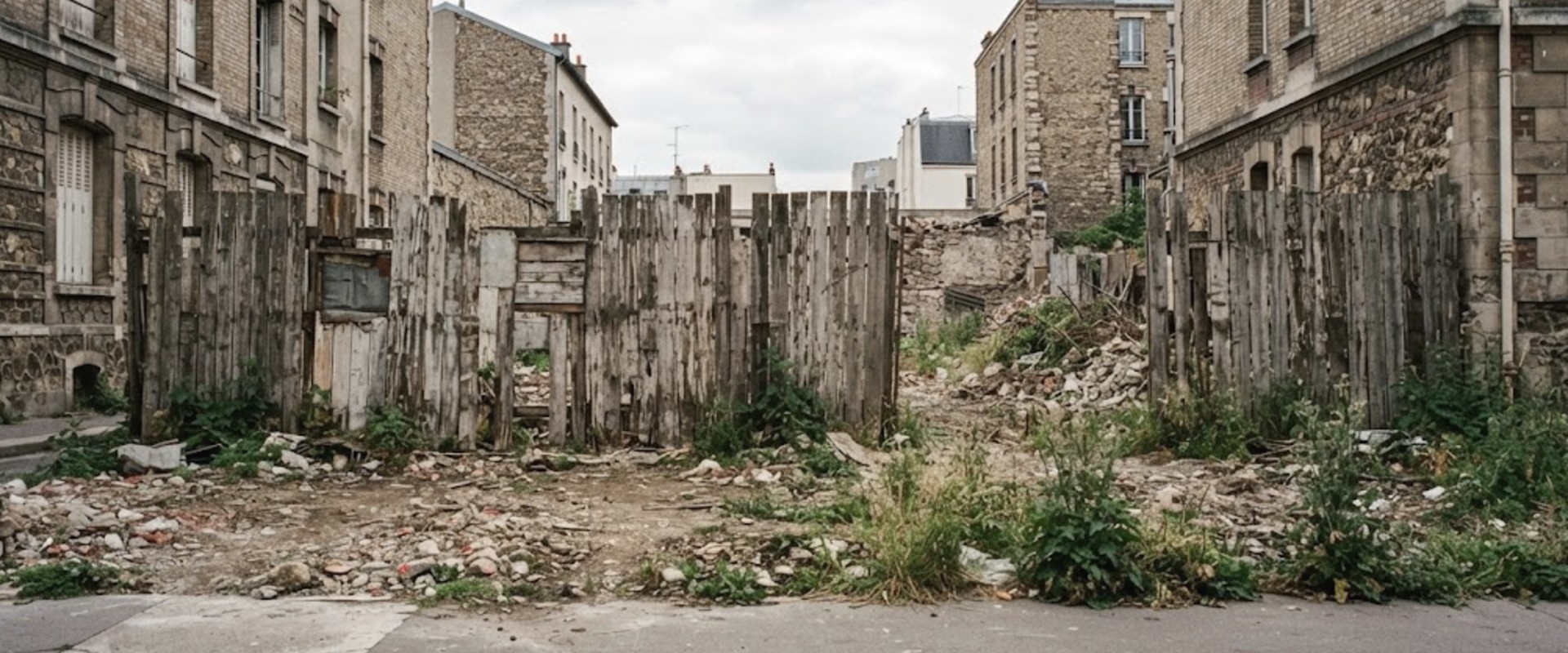 Parcelle urbaine ouverte avant installation du chantier