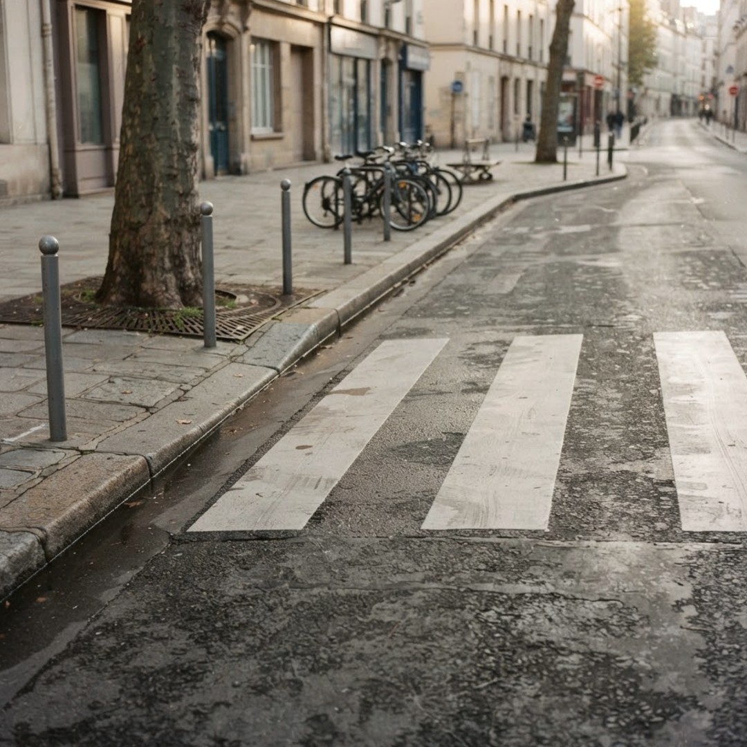 Passage piéton et trottoir dans une rue de ville