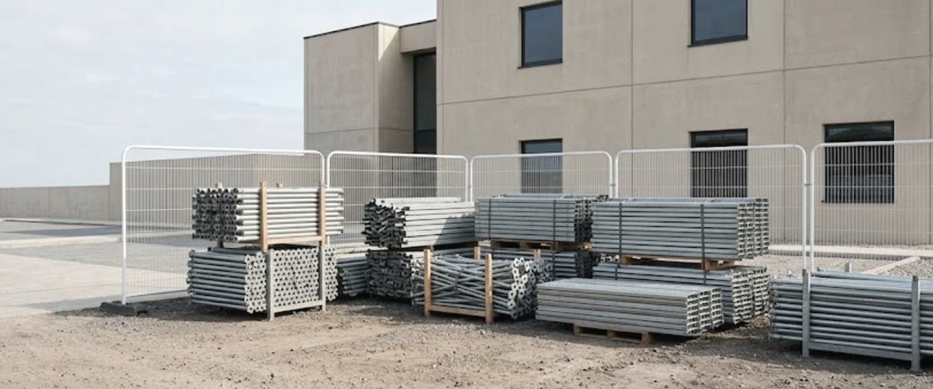 Dépose des éléments d'échafaudage sur le chantier