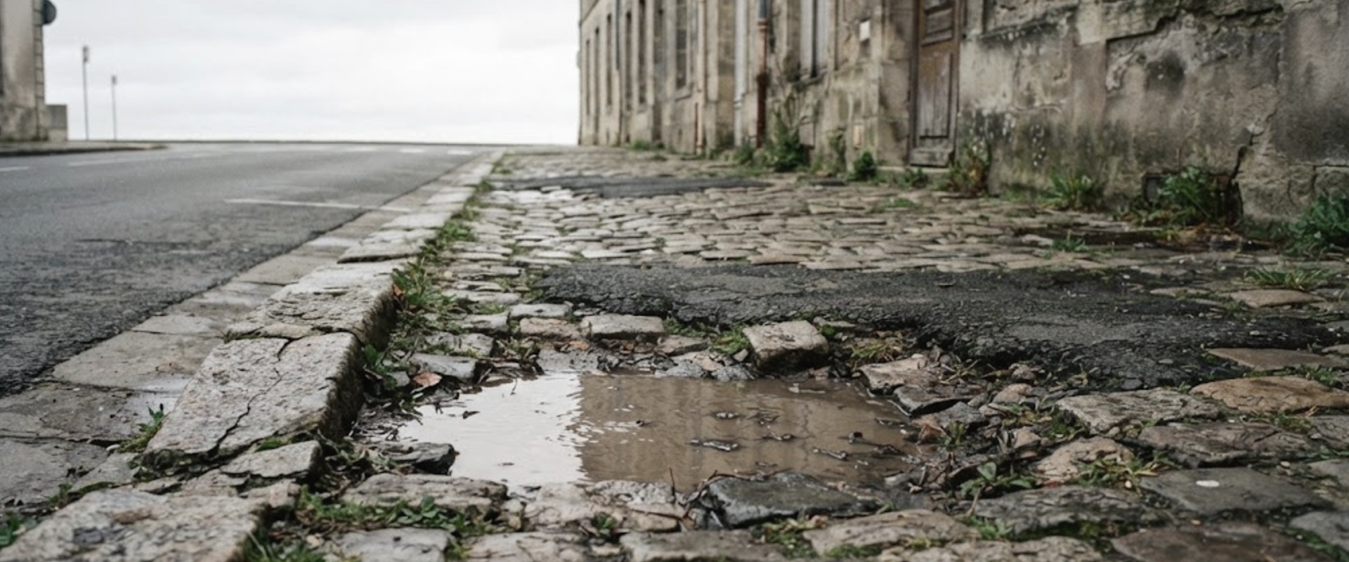 Trottoir dégradé avant réfection